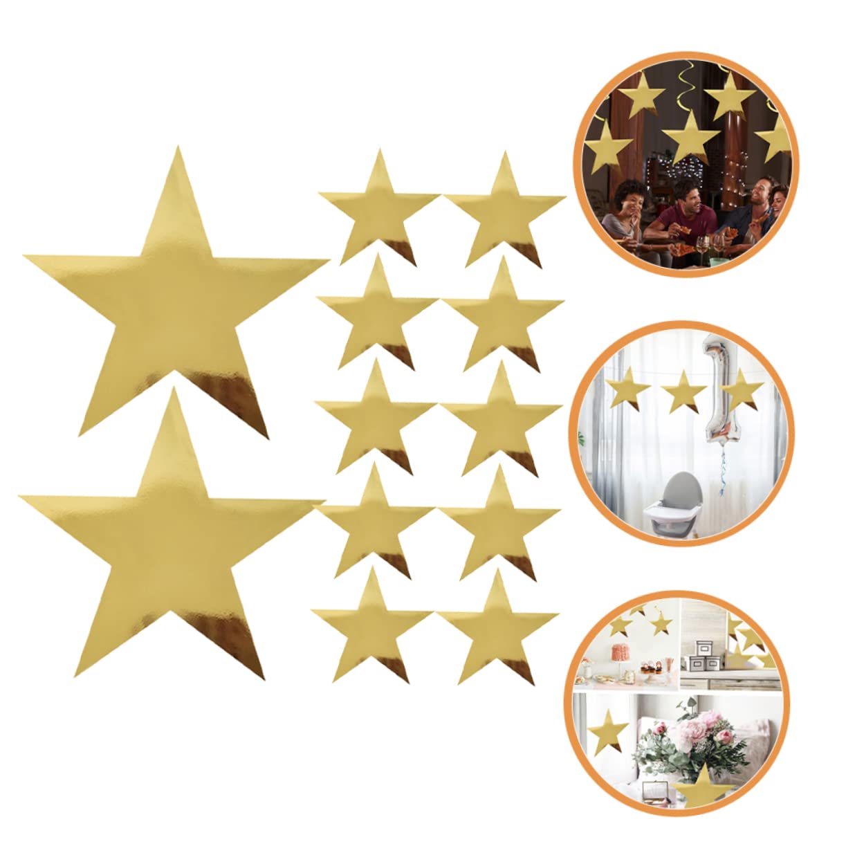 Abaodam 60pezzi Decorazioni per Feste di Stelle Oro da Appendere per Compleanni e Natale Facili da Installare e Leggere per Atmosfere Festive e Decorazioni Murali
