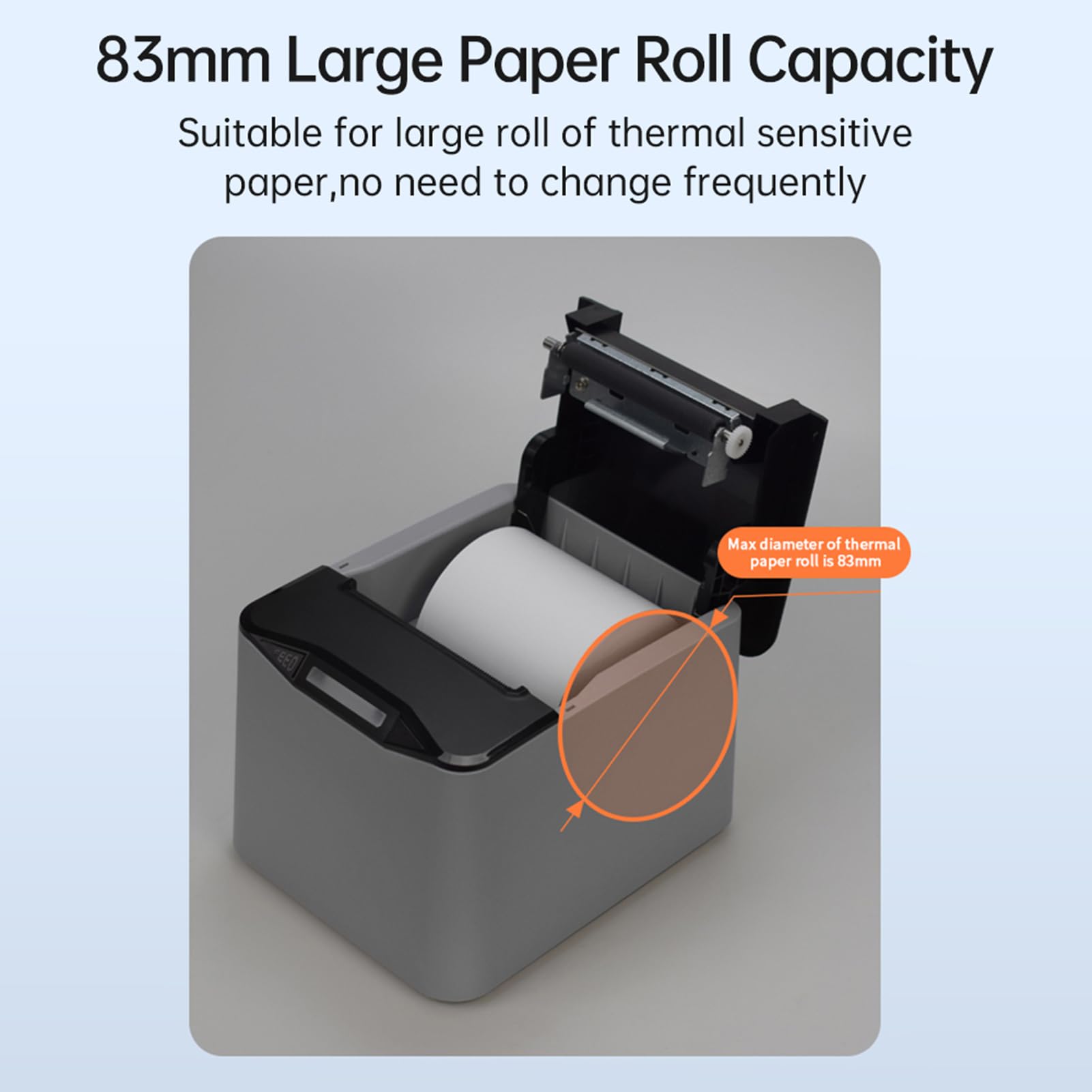 Bisofice Impresora Térmica de Recibos 80mm Impresora Tickets, Impresora de Recibos con Función de Corte Automático, 220 mm/s, USB+LAN, ESC/POS, Compatible con Win/Linux/Mac