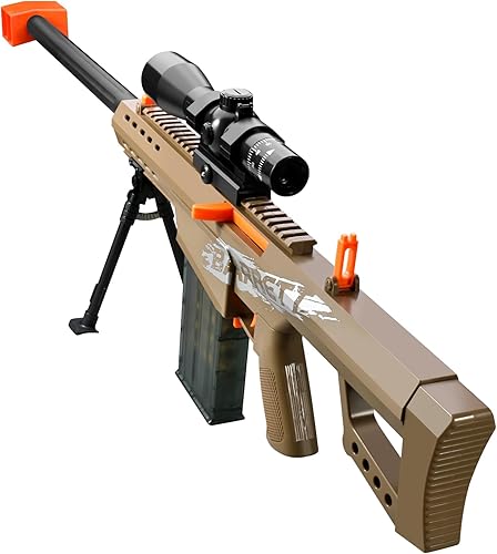 Miniatura 9 de Pistola de juguete de bala suave, rifle de francotirador con alcance, carcasa realista que expulsa espuma, pistola falsa, escopeta real, juego de