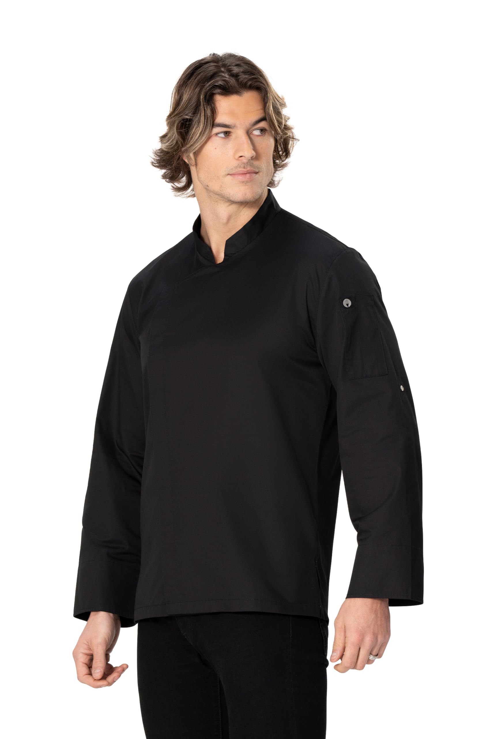 Chef Works Men's Lansing Chef Coat, Black, M