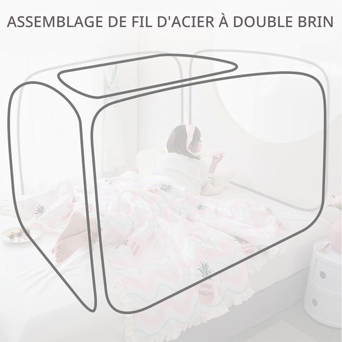 Moustiquaire pour lit, Tente Portable de Voyage Pliable avec Double Porte avec Fond pour Voyage en Plein air, Pas Besoin de nnnstall (180×200×150)