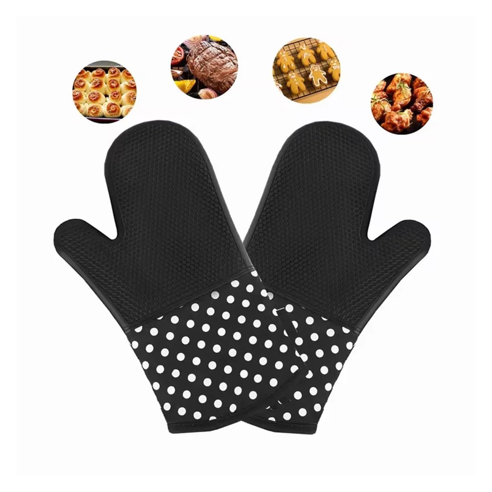 Juego de 2 Manoplas Silicona for Horno, Extra largas, Resistentes al Calor, for microondas y Barbacoa, hasta 300 °C