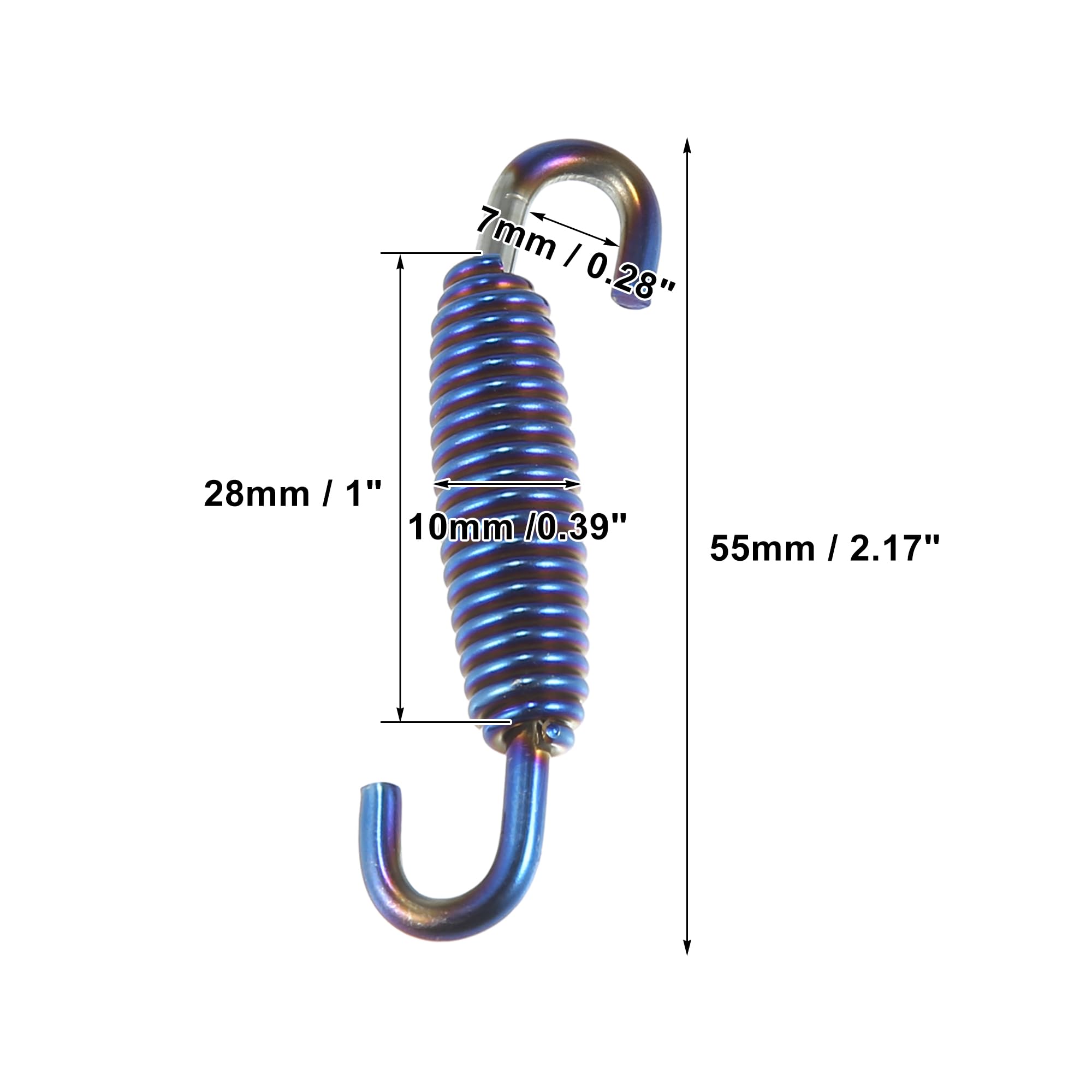 Motoforti Universal Motorcycle Exhaust Spring - 55mm Stainless Steel Pipe Spring Hook Multicolor