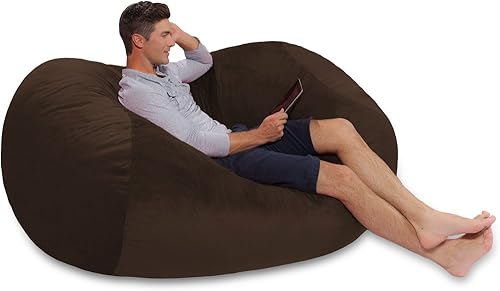 Miniatura 100 de Comfy Sacks - Puf de espuma viscoelástica de 7.5 pies, tumbona de piel sintética color negro Piel sintética, color negro,Piel sintética de color