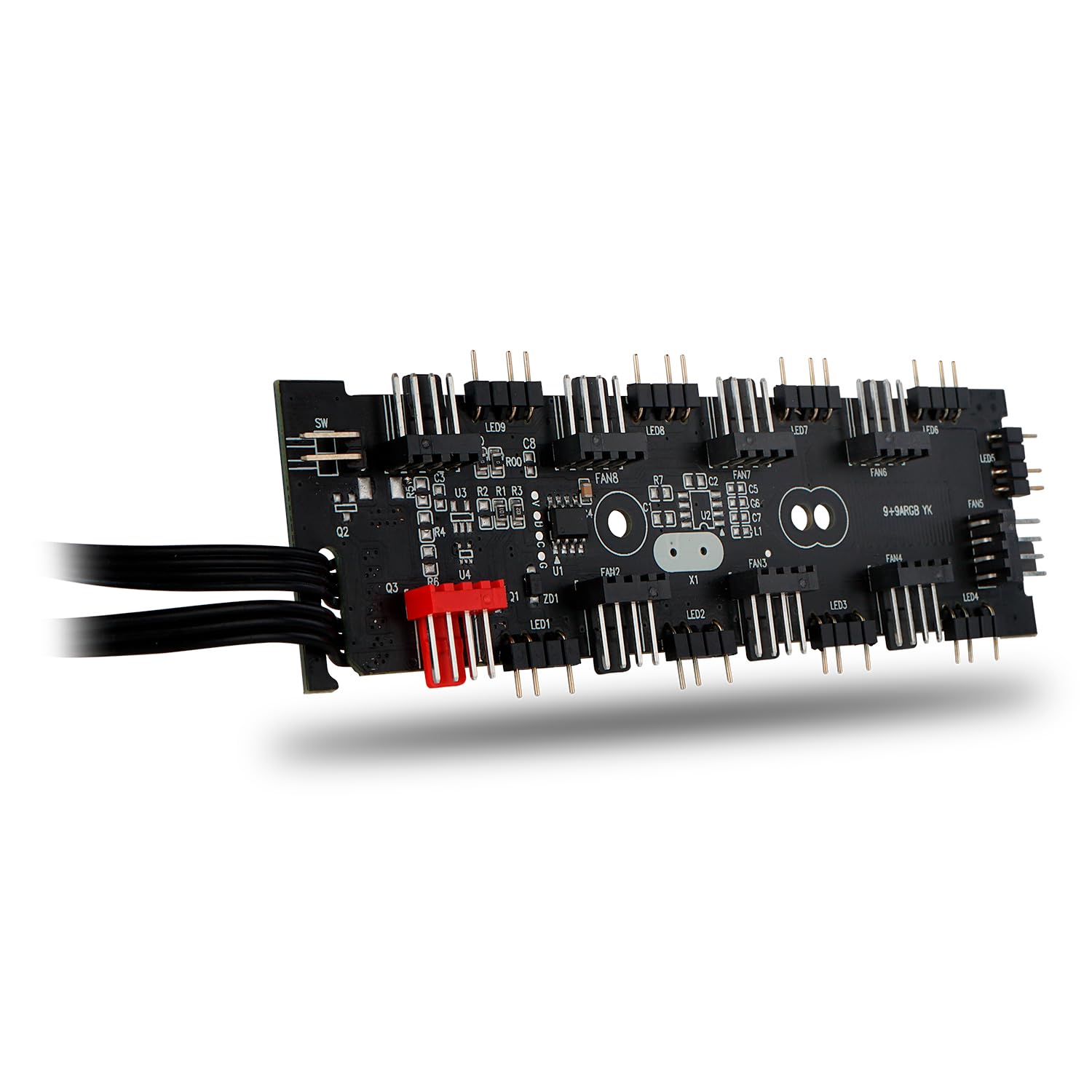 NOX XTREME PRODUCTS HUMMER D-HUB - Hub de 18 Puertos ARGB y PWM para PC Gaming, Control de Ventiladores e Iluminación, Conexión SATA y Control desde Placa, Color negro
