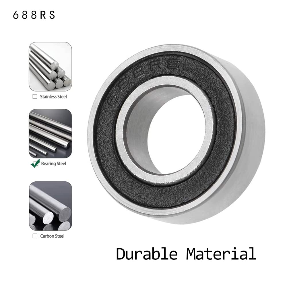 10 sztuk 688 2RS łożyska kulkowe 8 mm x 16 mm x 5 mm podwójnie zabezpieczone łożyska kulkowe zwykłe do majsterkowania, tokarek, silników, drukarek 3D, frezarek, różnych urządzeń mechanicznych itp.