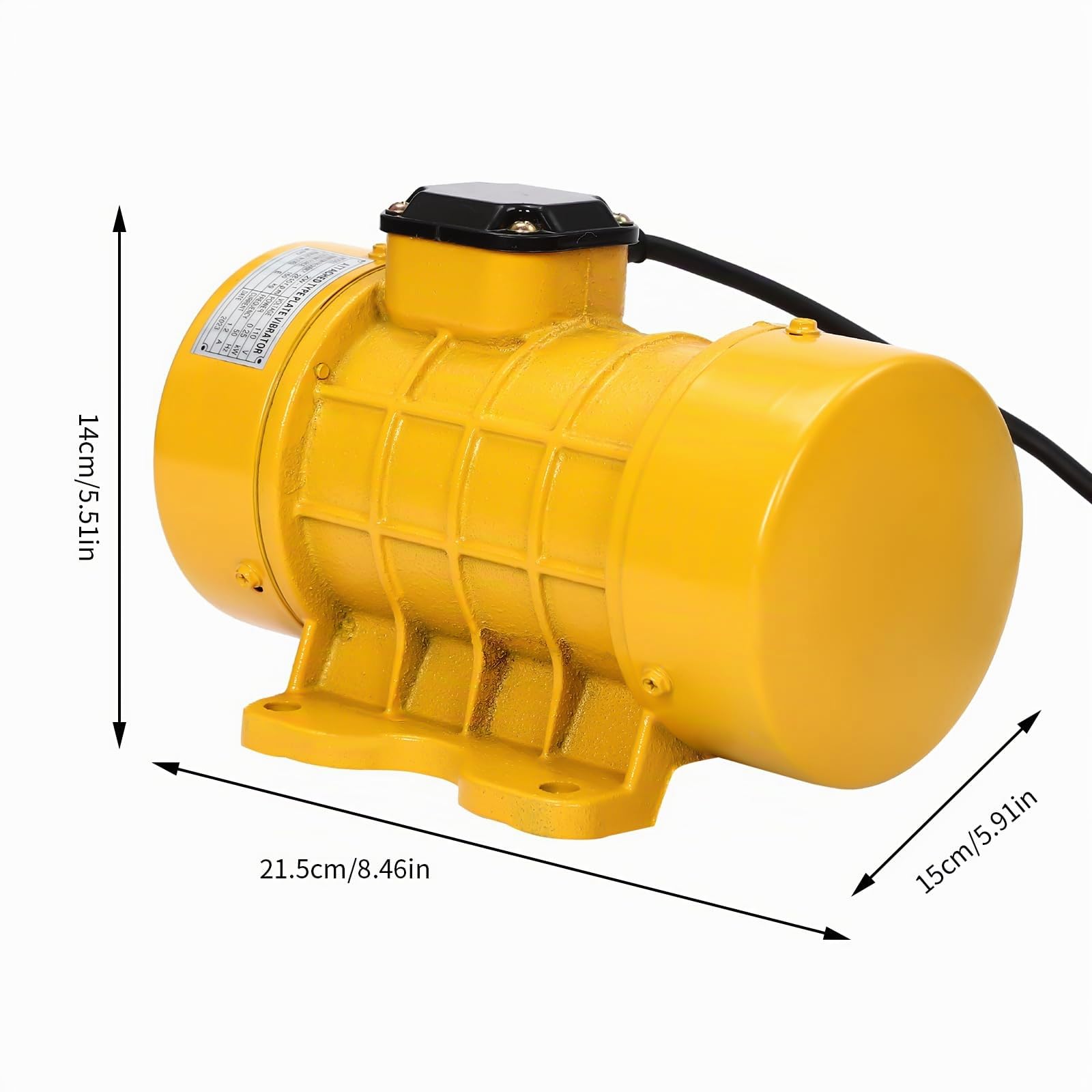 Motore vibrante per calcestruzzo, motore a vibrazione elettrico, 250 W, motore a vibrazione per tavolo vibrante, 2840 rpm (giallo)