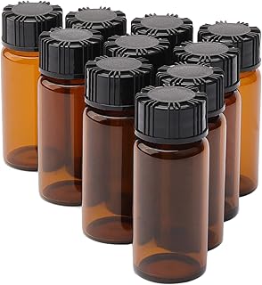 10ml Liquid Sampling Sample Glass Bottles Vials 0.3 Oz Screw Cap Brown Bottles Pack of 10