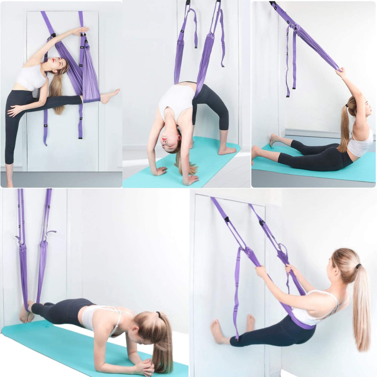 Yogagurt Beinstretcher Stretching Band Dehnungsband - Yoga Gurte aus Polyester Baumwolle, Inversion Stretch, Übungsband für Yoga Ballett Pilates Gymnastik Flexibilität Training, Lila 1Stück