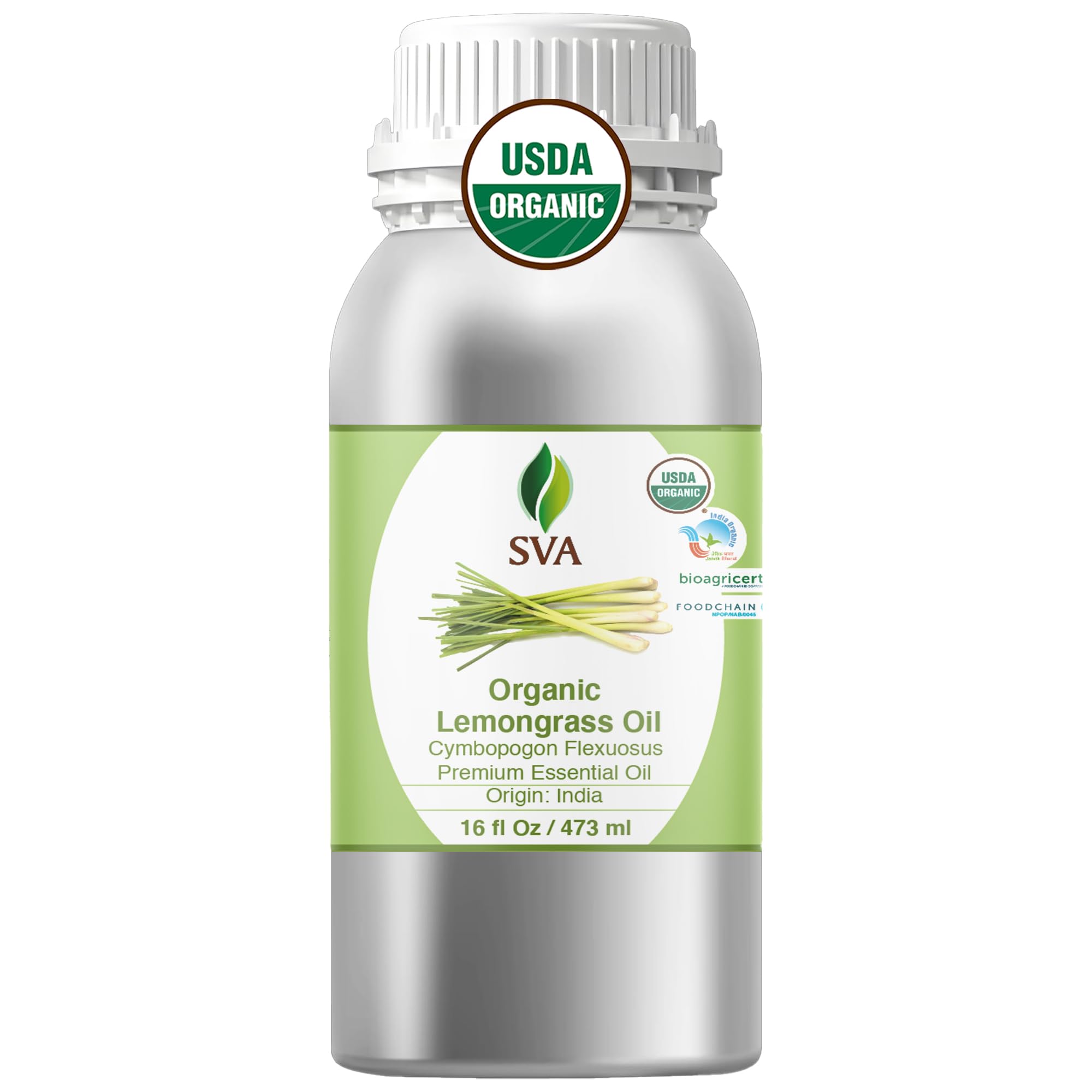 SVA Organic Lemongrass Essential Oil, Large Size, 16 Fl Oz (473 ml)