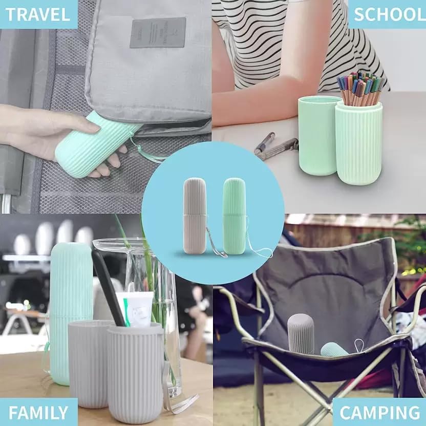 Image of Toothbrush Holder for Bathroom Toothbrush Cover Case Box for Travel Essentials Travelling Accessories Blue (Pack of 1)