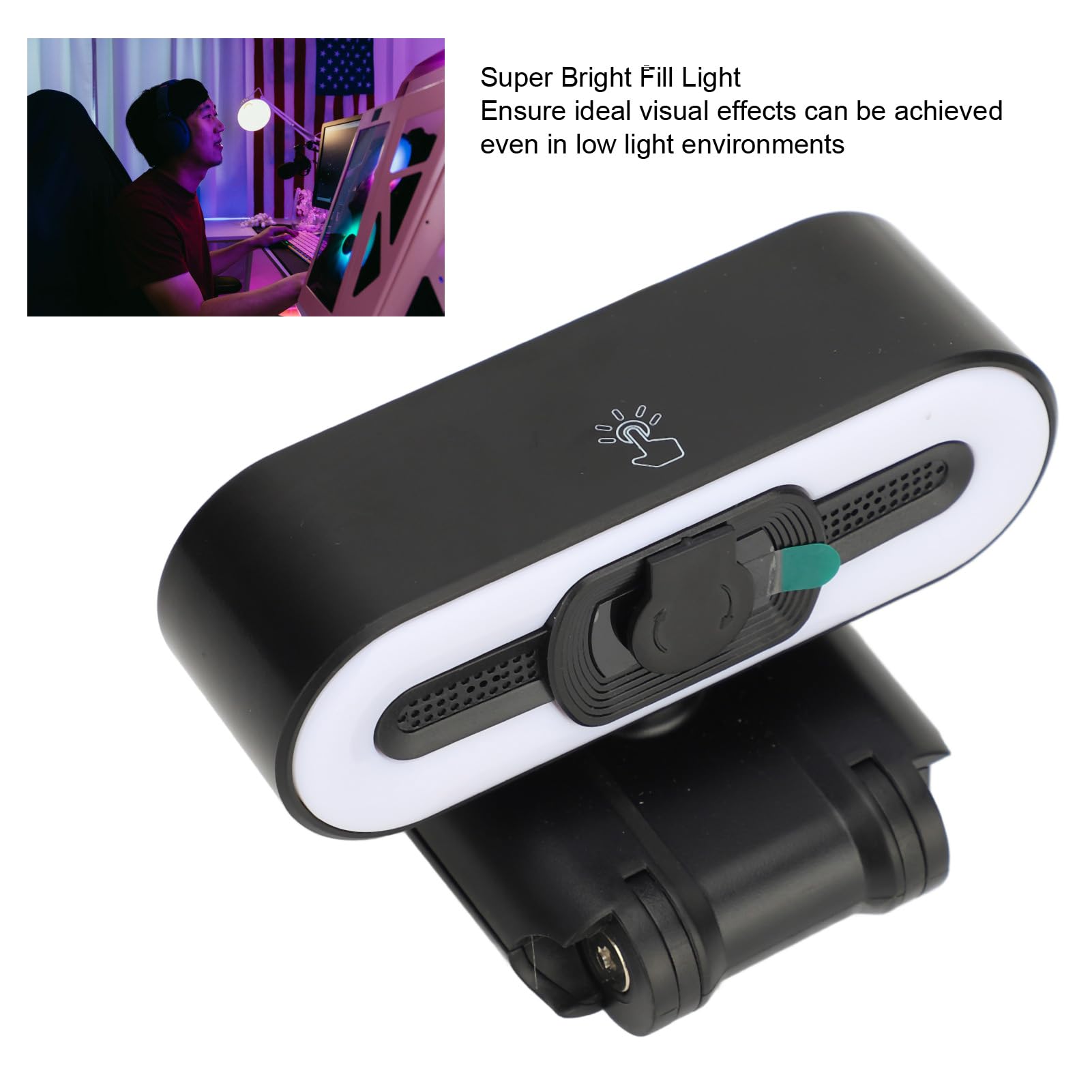 Kamera Internetowa 4K, Kamera Internetowa 4K USB Kamera Komputerowa z Wbudowanym Mikrofonem Super Jasne światło Wypełniające Auto Beauty do Wyświetlacza LCD Laptopa
