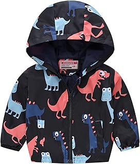 Casacos infantis para meninos 6t com capuz meninos à prova de vento bebê infantil casaco de outono com zíper grils estampado infantil neve