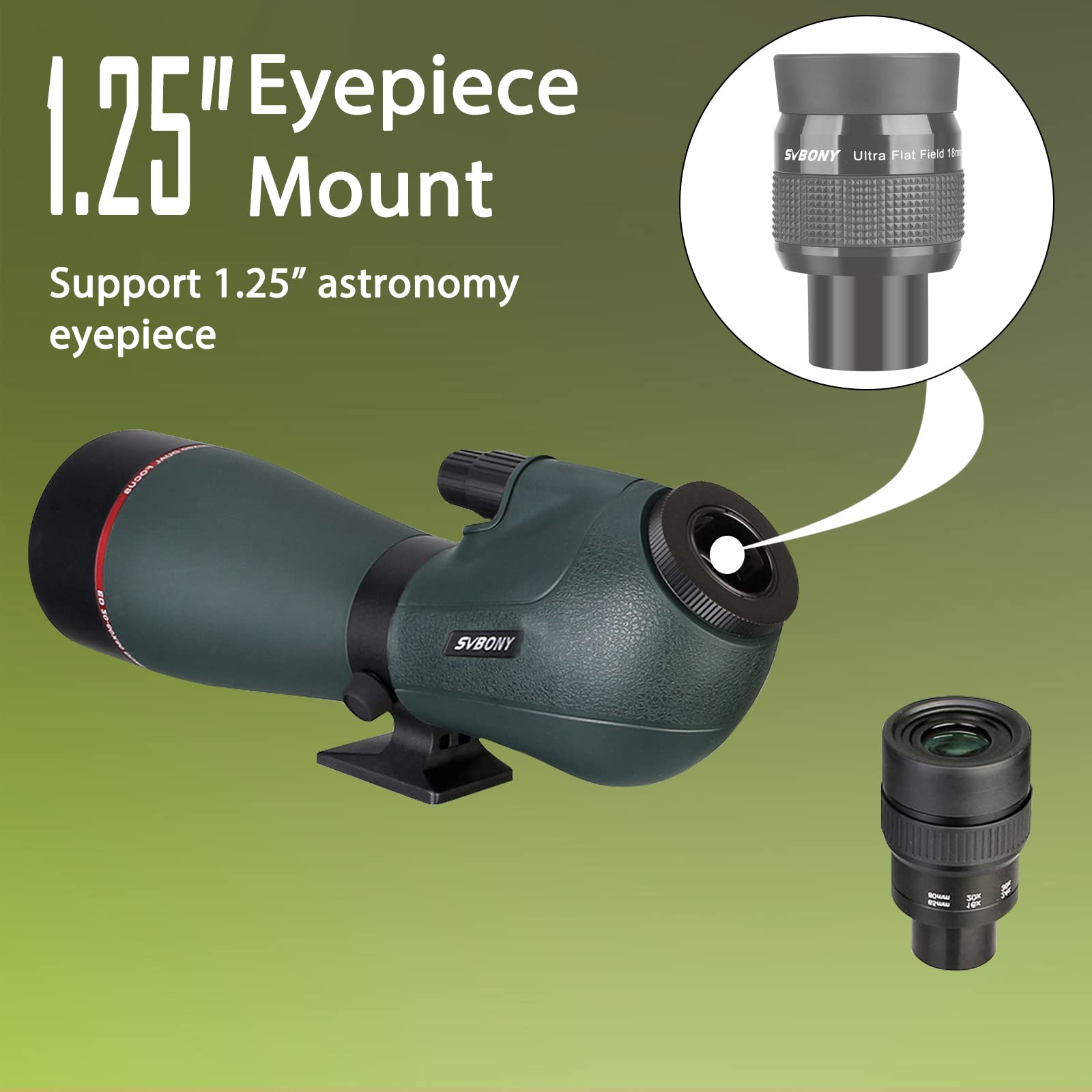 Svbony SV406P 80ED Spektiv mit 2MP WiFi Kamera, Dual Fokus, Austauschbares 1,25 Zoll Astronomie Okular, ED Glas BaK4 Prisma FMC Optik wasserdichte Spektive für Vogelbeobachtung