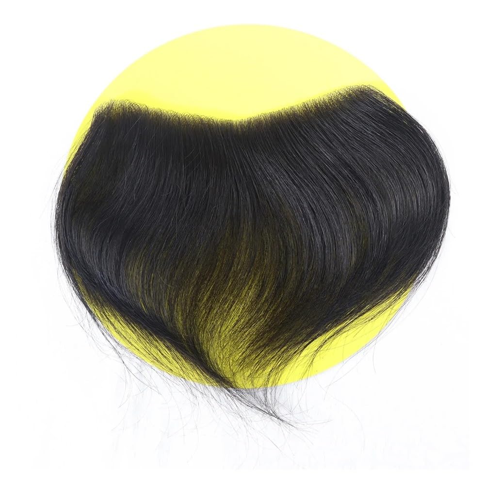 Peluca de cabello humano de 15 cm (6 pulgadas) for hombre, con base de piel sintética fina en forma de V y línea de cabello en la frente. Suave y Transpirable(16x1.5cm,Brown)