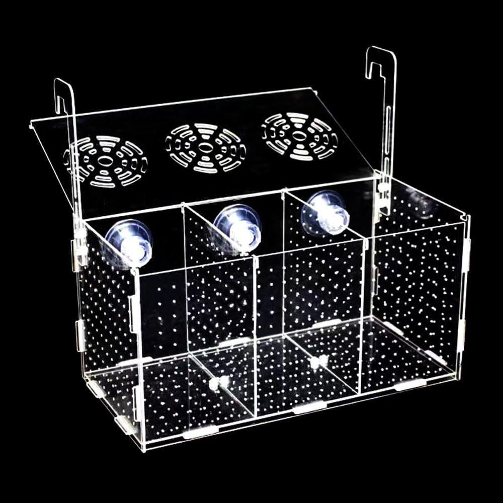 Fish Breeding Box, Acrylic Isolation Box Separator for Aquarium Hatchery Incubator with Suction Cups for Baby Fish Shrimp Clownfish (11.8 * 5.9 * 5.9 inch)