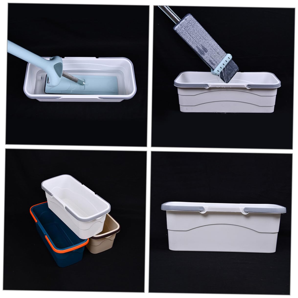 TEHAUX Wischmopp Eimer mit Abflussloch 49x23x18cm Weiß Pp Kunststoff mit Tragegriff und Großem Fassungsvermögen Haushalts Mopp Reinigungseimer für Sauberes Händewaschen Zufällige Farbe
