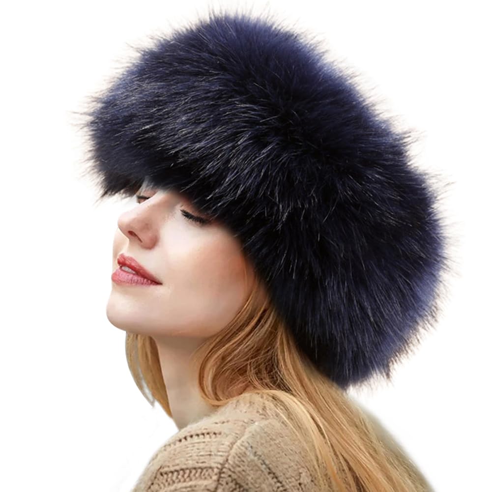 Fascia Per Capelli In Pelliccia Sintetica Donna – Paraorecchie Invernale Morbido, Largo 4,5 Cm, Colori Beige/Marrone/Grigio/Rosa/Nero