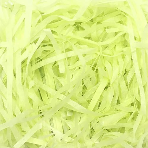 HLNLSU Relleno de papel cortado (1 libra) para embalaje y llenado de cestas de regalo, multicolor opcional (Fusión de amarillo claro y verde)
