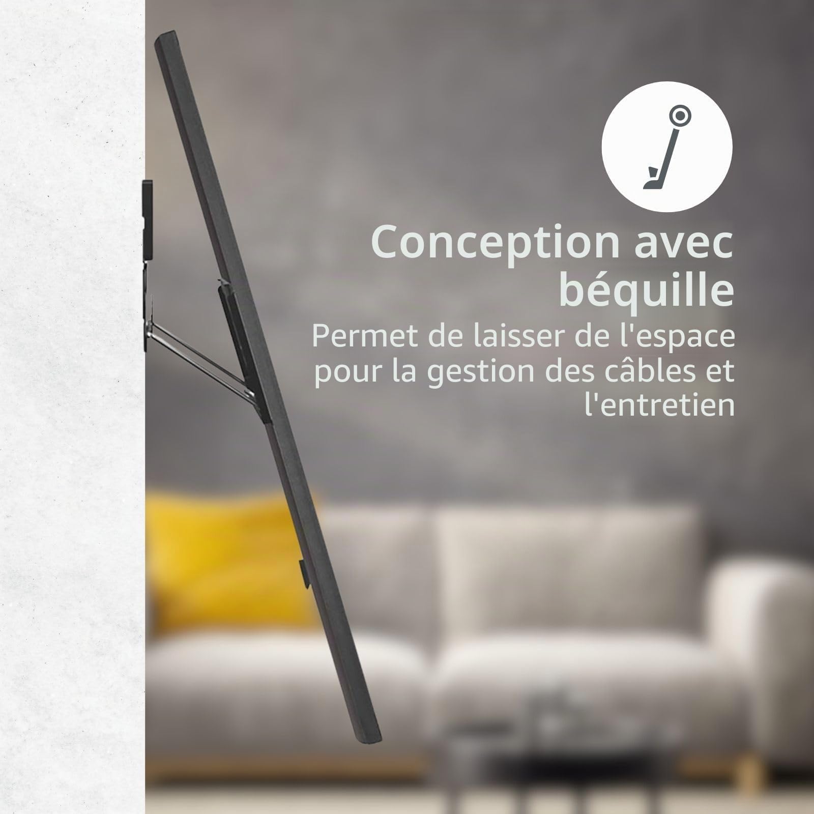 Support TV Mural Fixe - 43-85" - Poids d'écran Maximal Pris en Charge: 60 kg - Distance Minimale du Mur: 7.50 mm - Acier - Noir