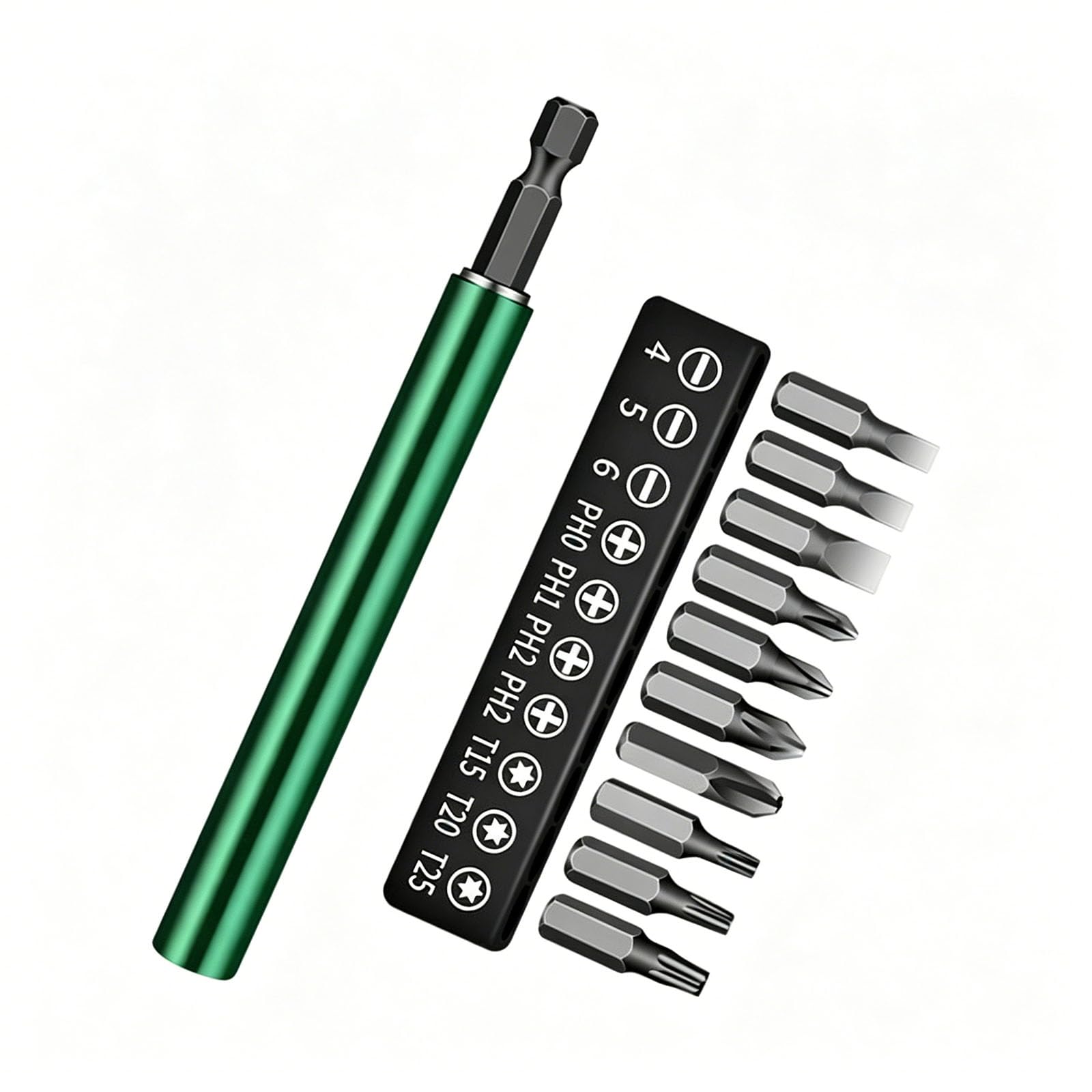 6Mm Hexagonal Shank Extension Rod Set with 10Pcs Bit 2Length 80Mm / 120Mm Option for Electric Screwdriver and Drill Port Extension