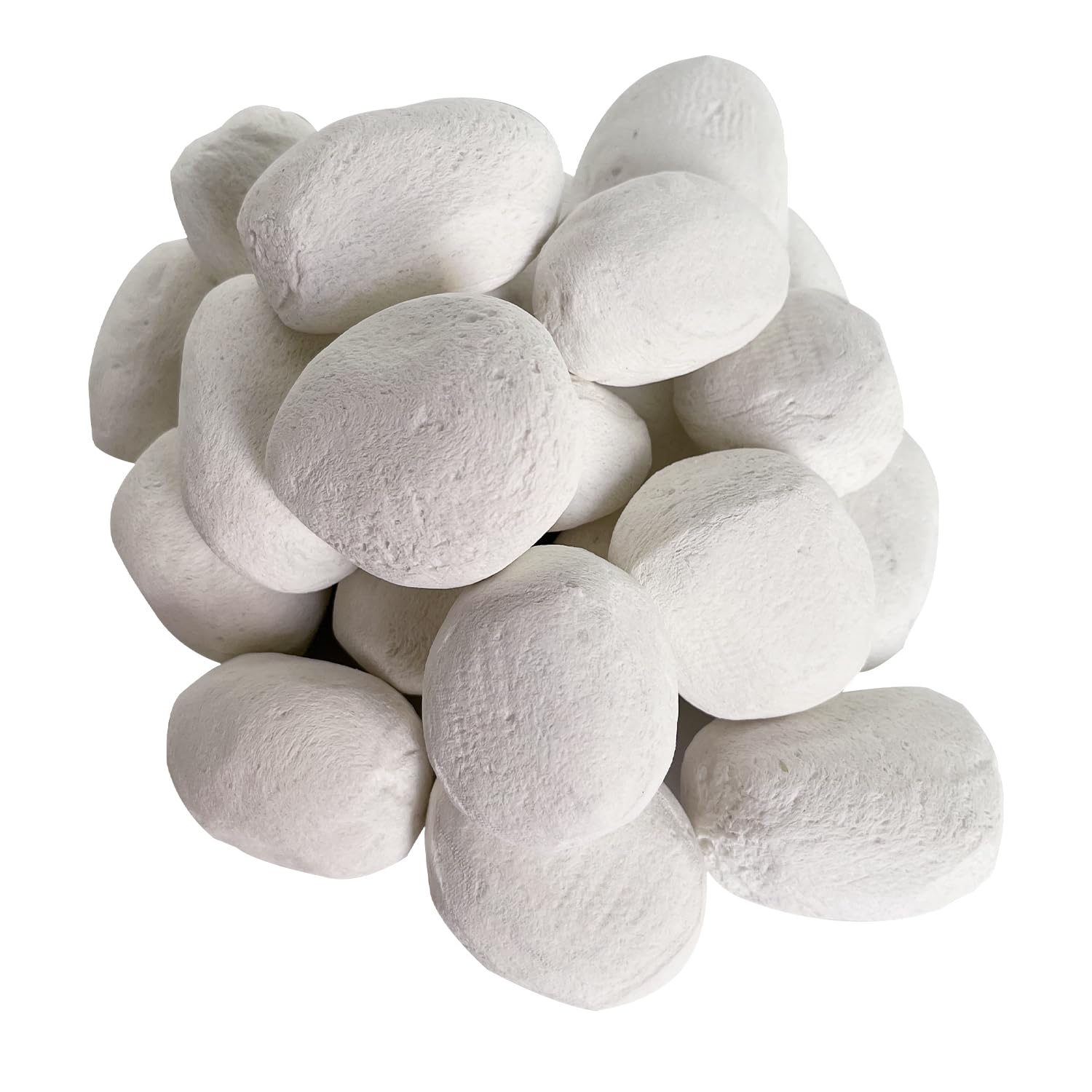24Pcs Fireplace Ceramic Pebbles Gas Fire Pit Replacement Pebbles For Indoor Outdoor Fireplace 24 Round 3/2 Inch - 5/2Inch Size