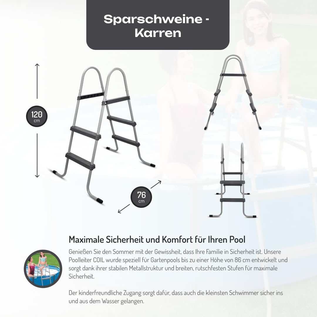 COIL Échelle piscine stable métal 86 cm larges marches sécurité
