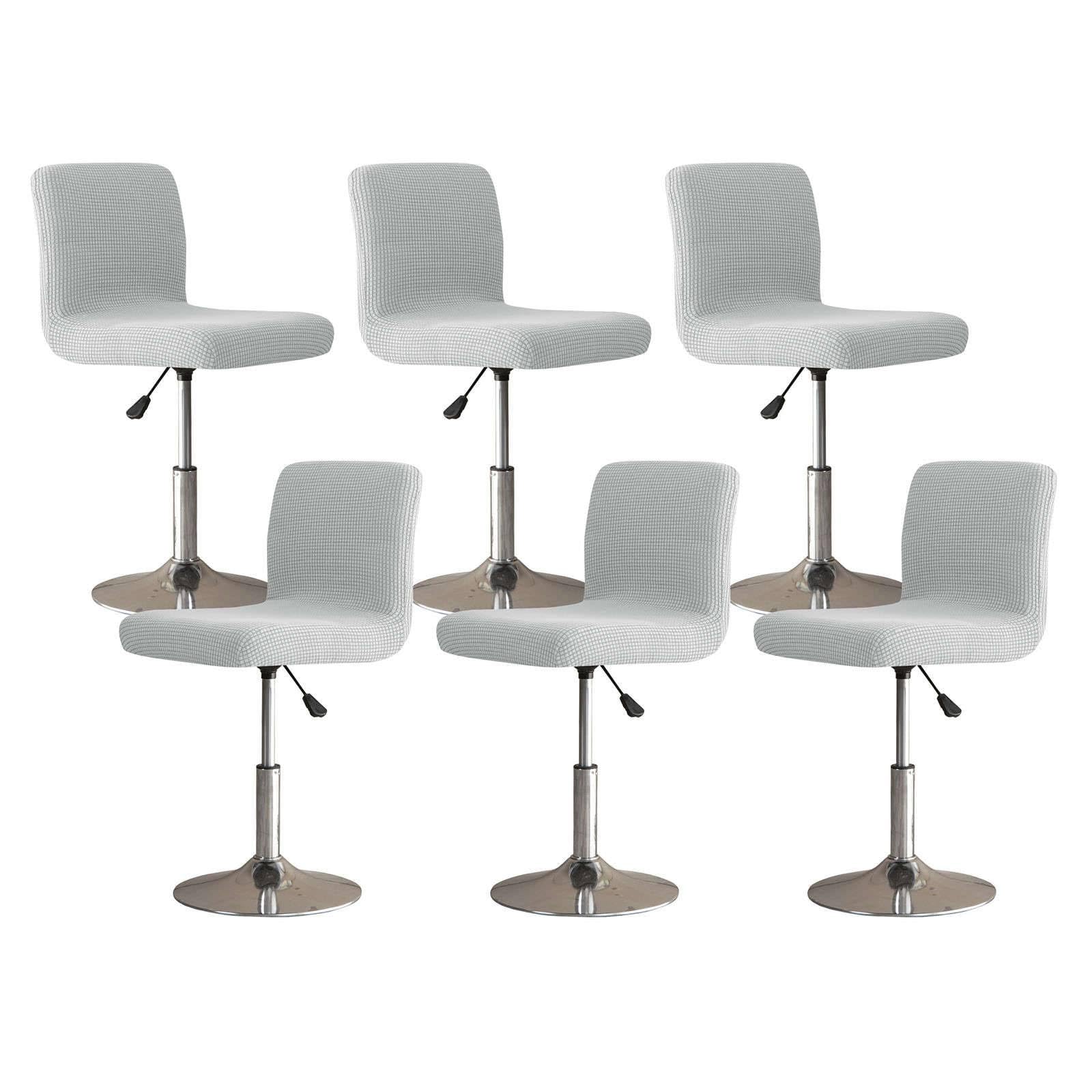 JHLD Stretch Bar Stool Covers, Soft Spandex Bar Stool Covers With Backs Plaid Dining Chair Covers With Elastic Bottom Machine Washable-light grey-set of 6