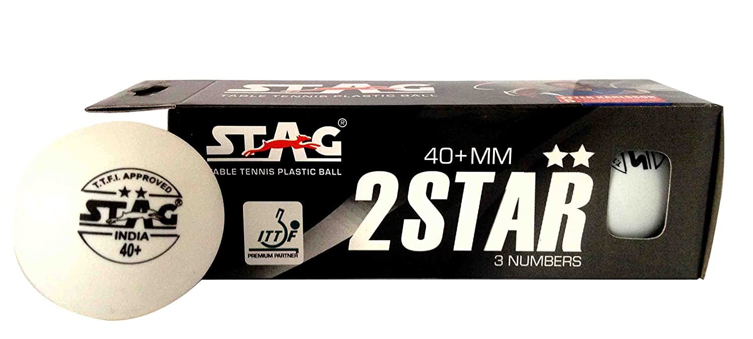 Stag New 2 Star White Table Tennis (T.T) Balls| Advanced High Performance 40+mm Ping Pong Balls for Training, Tournaments and Recreational Play| Durable for Indoor/Outdoor Game - White Pack of 3-image-35