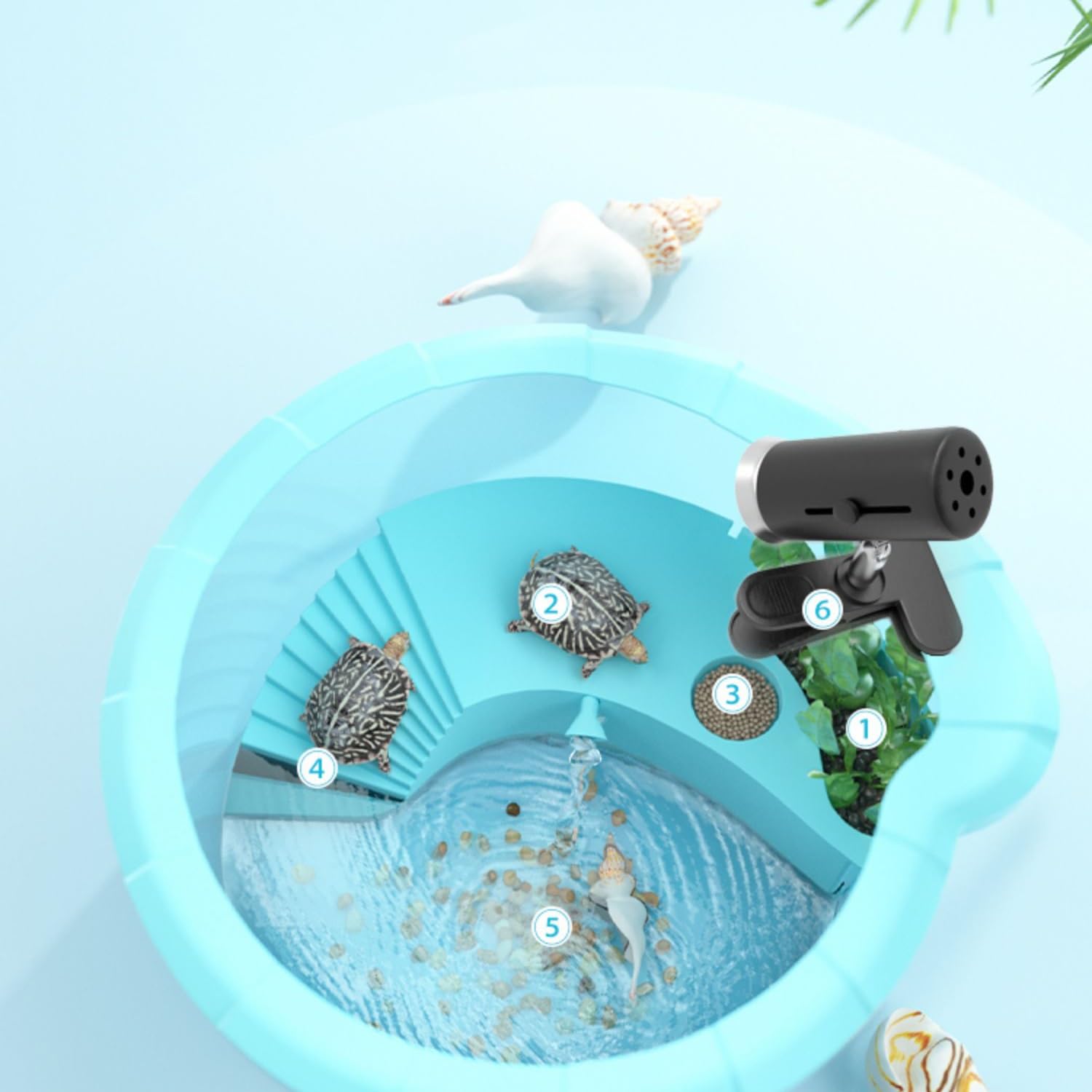 Acquario per Pesci Acquario for Tartarughe con Scatola di Alimentazione for Solarium, può Essere piantato Piante acquatiche Acquario for Piccole Famiglie Rotondo Trasparente Acquari(Grande)