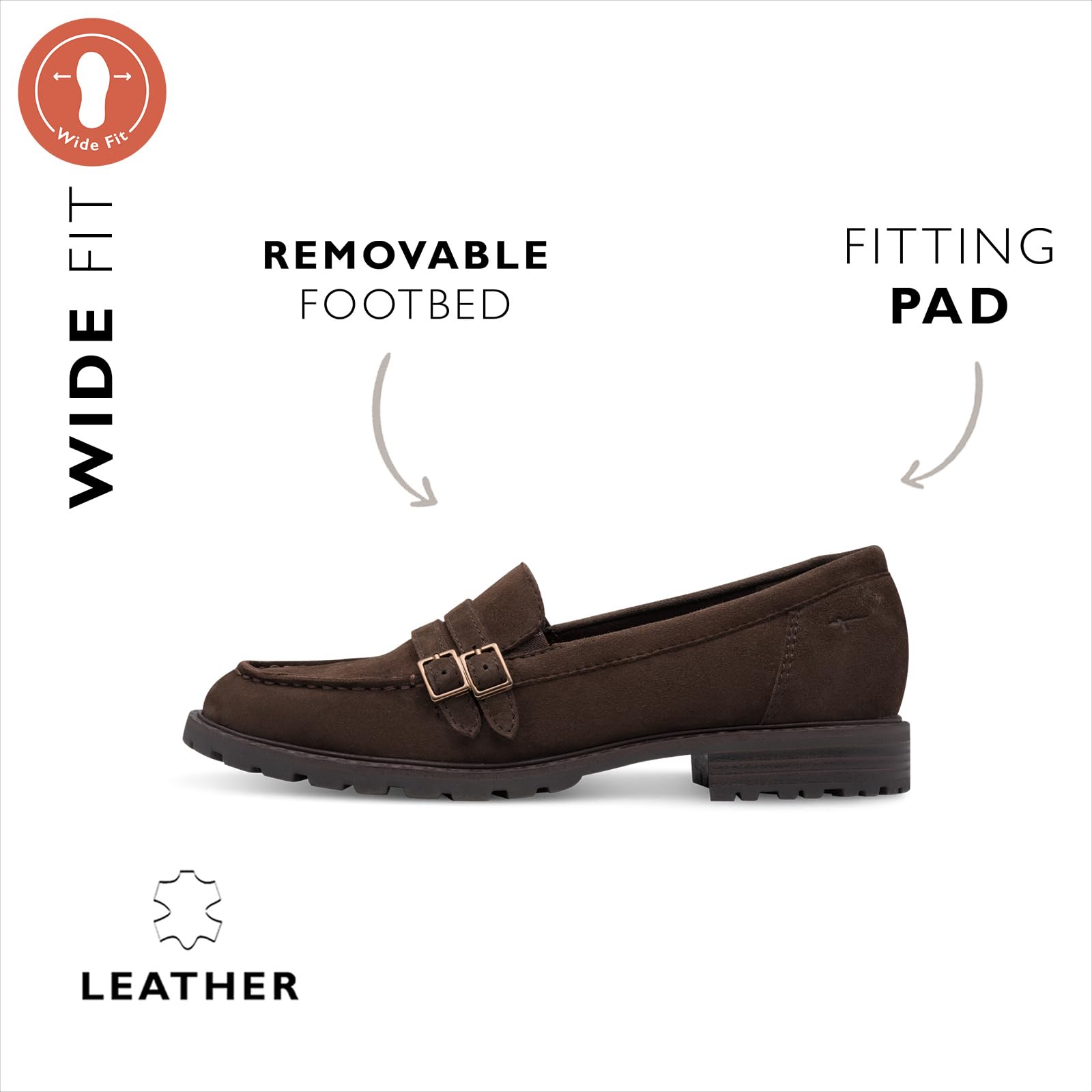 Tamaris Kobiety Tamaris Damen Wide Fit Slipper Leder 8-84600-47Mokasyn