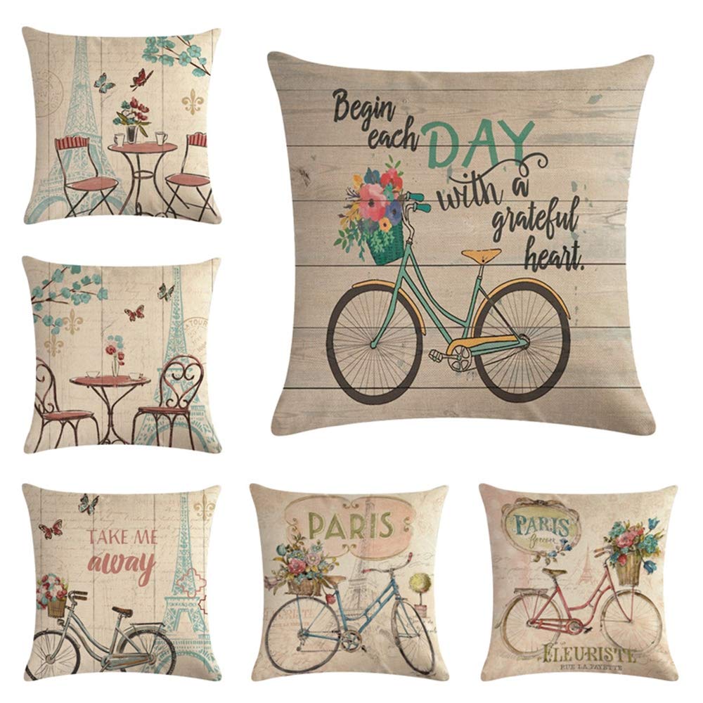 Taies d'oreiller Fleur vélo pour un salon cosy et champêtre