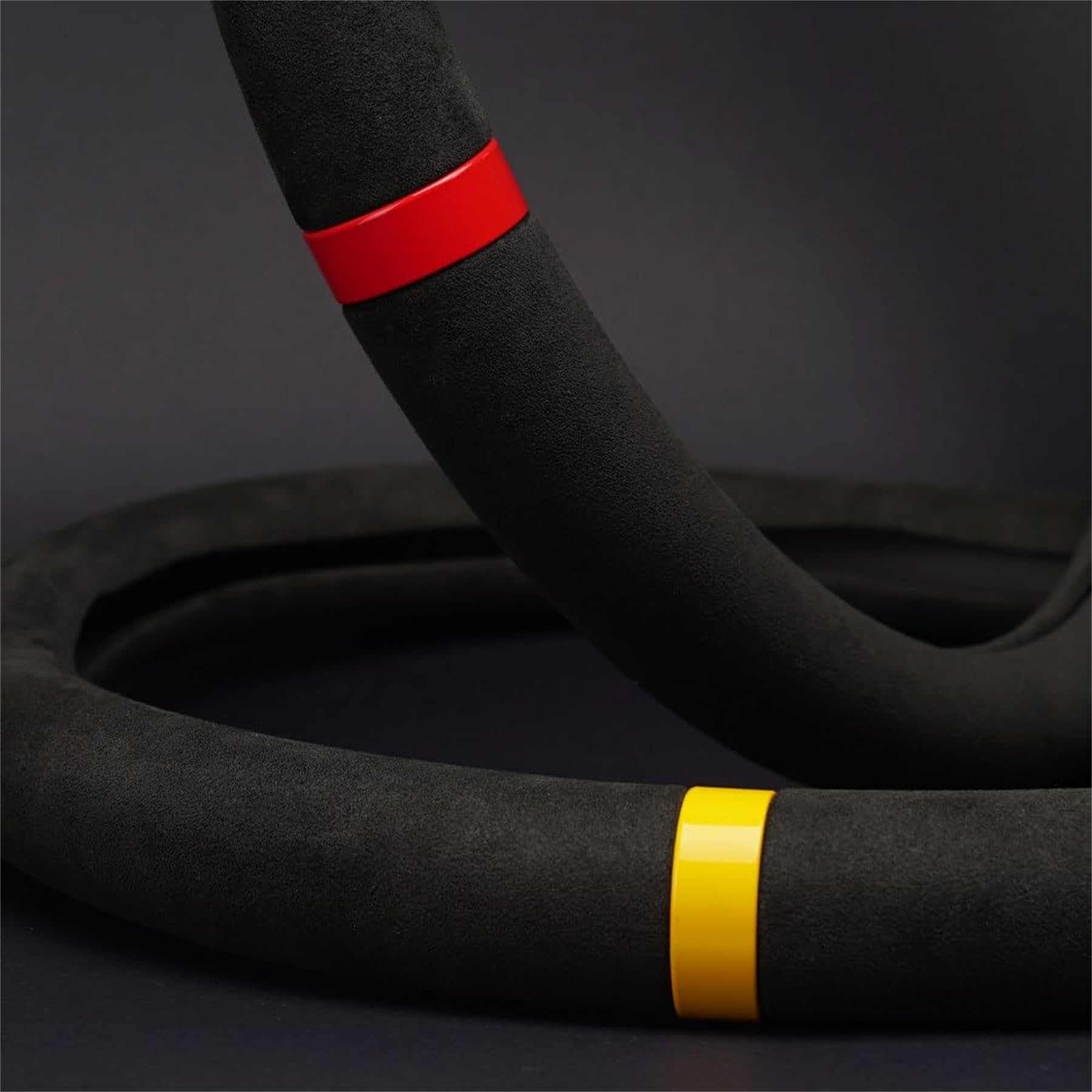 Lenkradbezug aus Veloursleder, universell, 37-38 cm Durchmesser, weich, mit 8 farbigen Markern