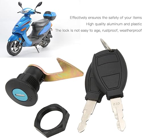 Miniatura 5 de Kit de cerradura de llave de motocicleta, juego de cerraduras traseras para maletero, montaje en scooter, bloqueo de cola de aluminio de plástico