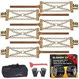 Tire Chains, Snow Chains for suvs, Cars, Sedan, Family Automobiles,Trucks with Update Adjustable Lock for Ice, Snow,Mud,Sand,Applicable Tire Width 215-315mm/8.5-12.4in (6 PCS) (Cross Style)