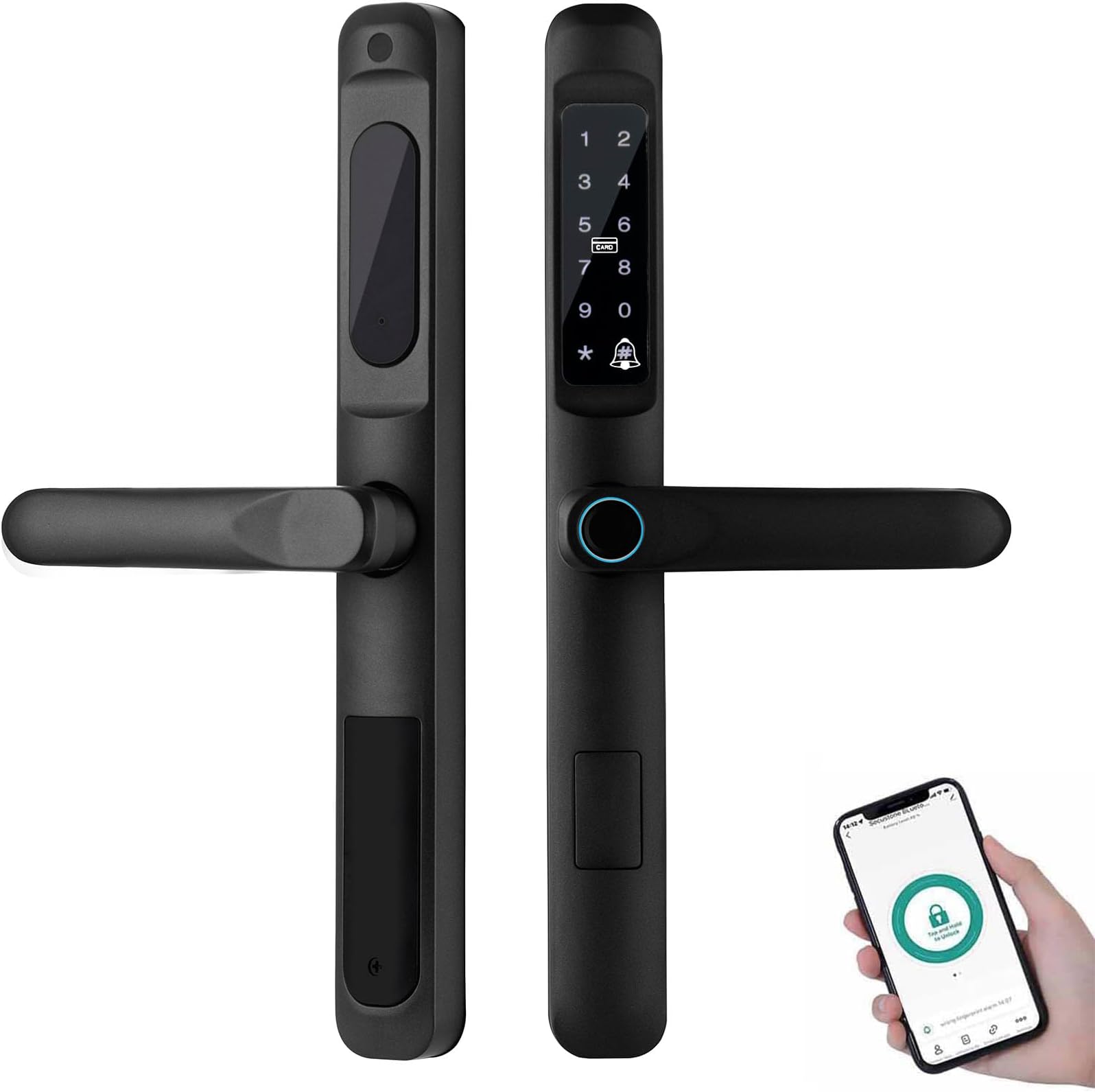 Smart Lock 6-in-1 Remote WiFi Weatherproof, Fingerprint Keyless Security Entry Door Lock, Electronic Deadbolt, Smartphone Access - Designed for The UK Weather, TEK-6IN1