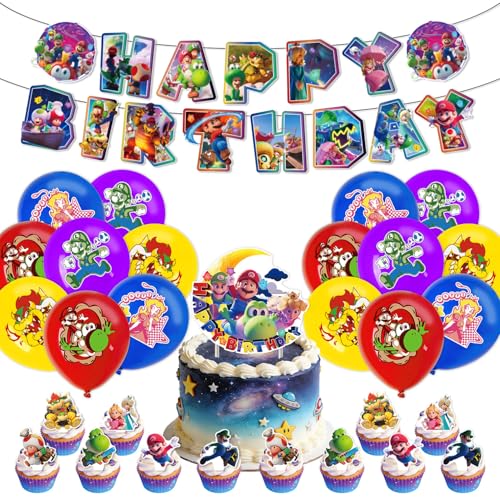 Geburtstag Deko Set Luftballons Geburtstagsdeko Party Dekoration Kuchendeko Cake Toppers Für Kindergeburtstag