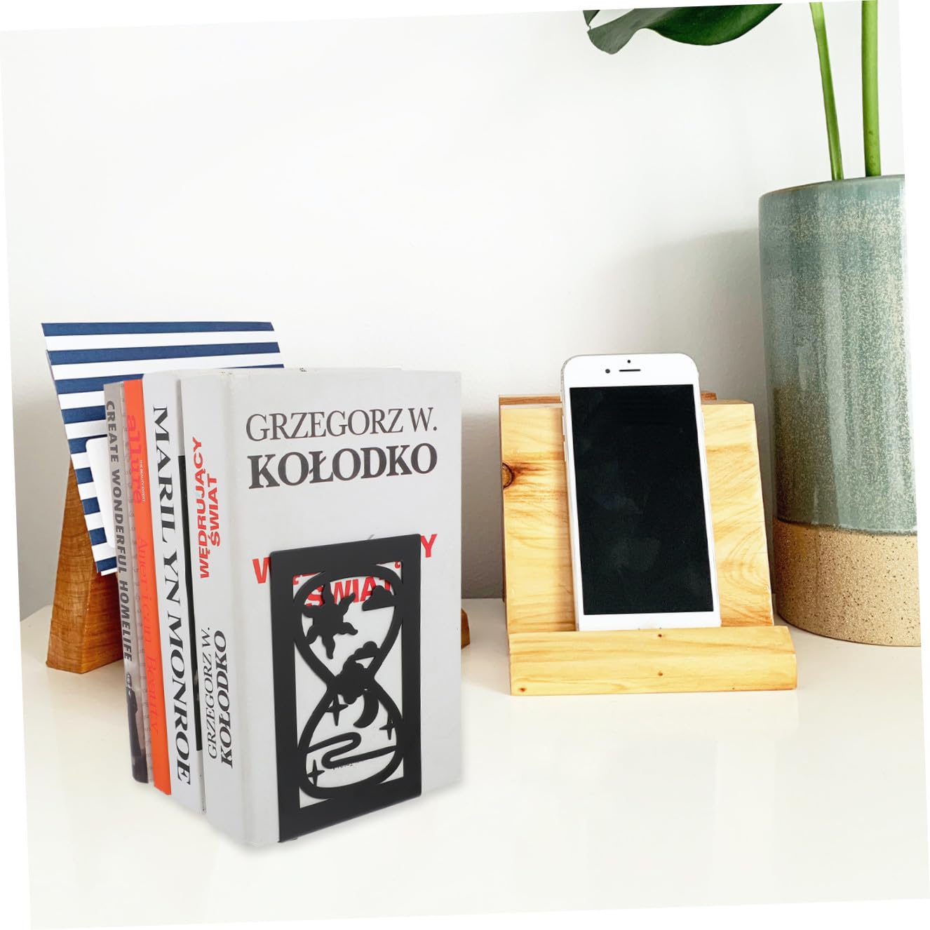 SHINEOFI Fermalibri Da Scrivania in Metallo Nero Organizer Per Libri Per La Stanza
