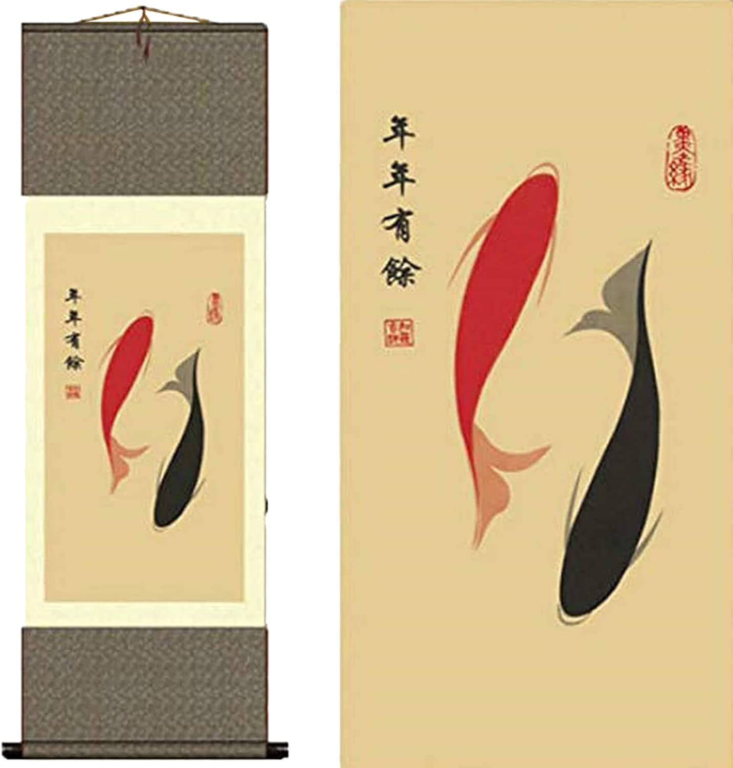 Vrfvsdasaas A1 Chinese Wall Art, Chinese Wall Art Scroll Painting,Silk Scrollg Summer Autumn Winter Landscape Beaut
