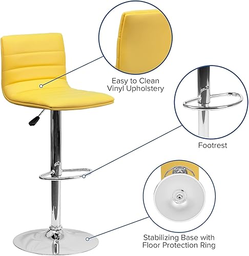 Miniatura 71 de Flash Funiture silla de bar ajustable con base cromada, Vinilo, Negro Negro -,Blanco,Marrón,Borgoña,Verde,Gris,Naranja,Púrpura,Rojo