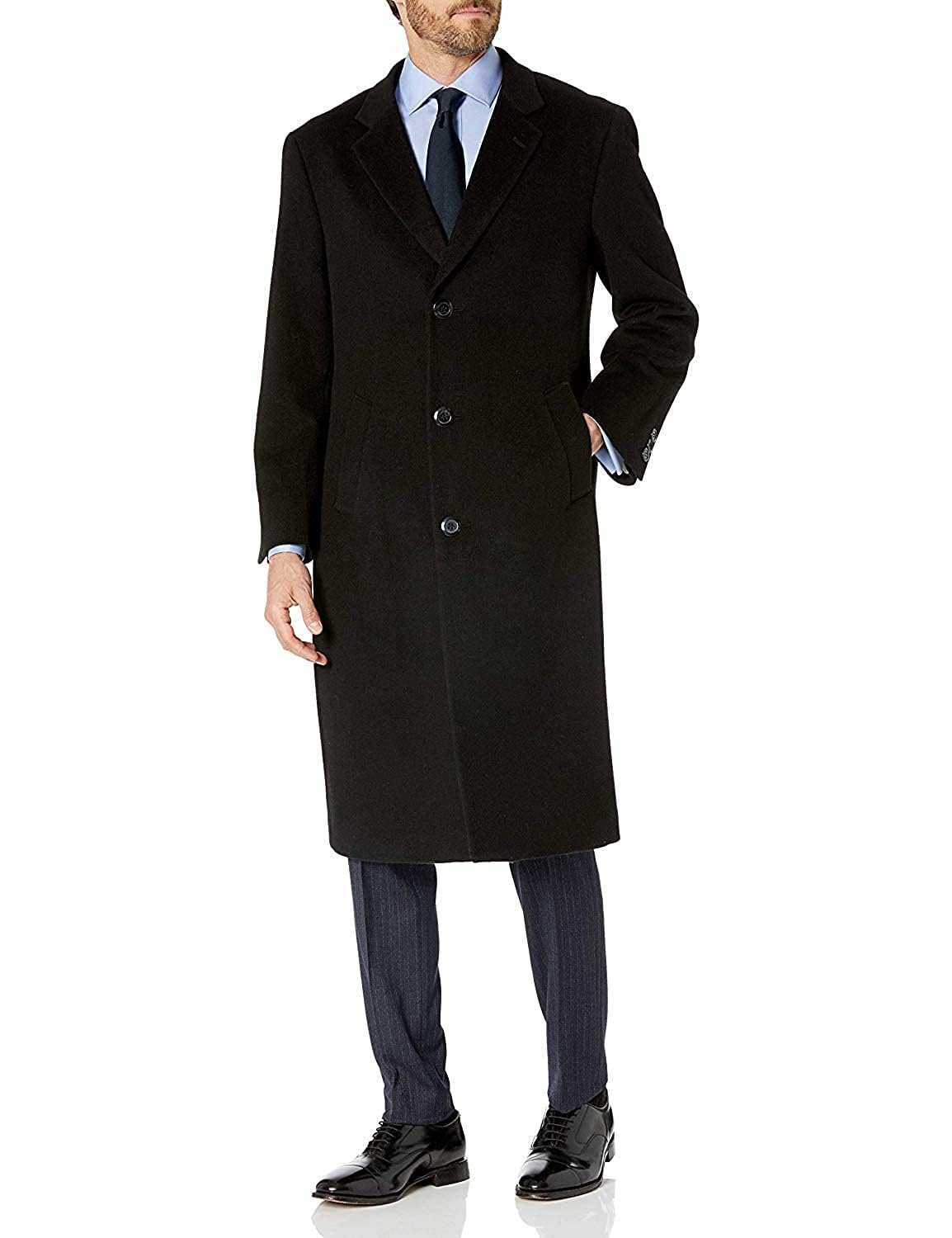 Adam Baker Men's Single Breasted Wool Cashmere Full Length Topcoat