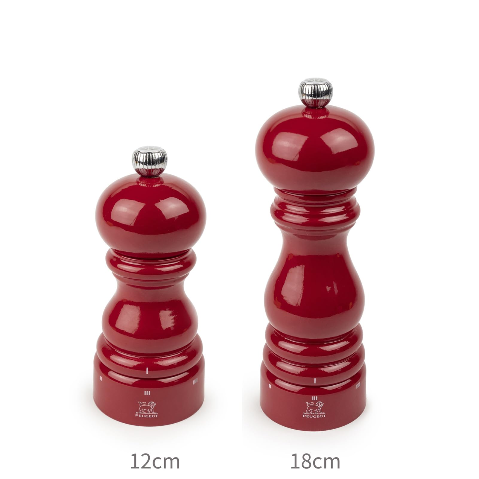 PEUGEOT Paris u'Select - Molinillo de sal (12 cm, 6 ajustes de molienda predefinidos, fabricado con madera certificada PEFC, fabricado en Francia), color rojo brillante