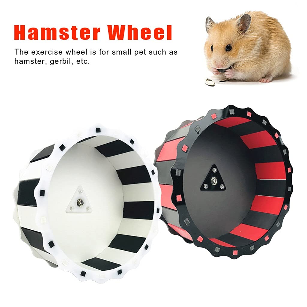 Jogging Training Non Slip Silent Pet Supplies Gerbils Mice Rotatory Cage Accessory Sports Toy Hamster Running Wheel Exercising (Black White Small)