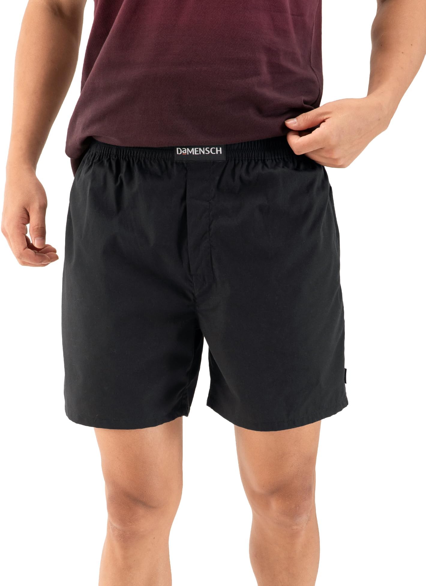 Regular Fit Solid 100% Soft & Durable Cotton Boxer Shorts Dual Pockets Anti-Bacterial Moisture Wicking Microfibre Waistband Ultra-Light Boxers for Men