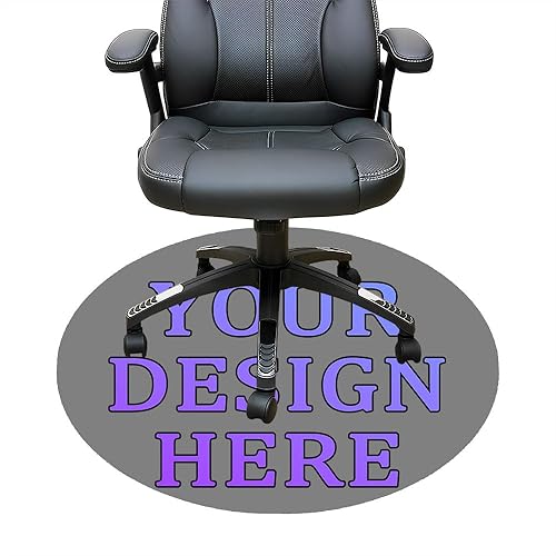 Vista 9 de Tapete redondo personalizado para silla de oficina para suelo de madera dura, tapete personalizado para silla de computadora, diseña tu imagen, Negro
