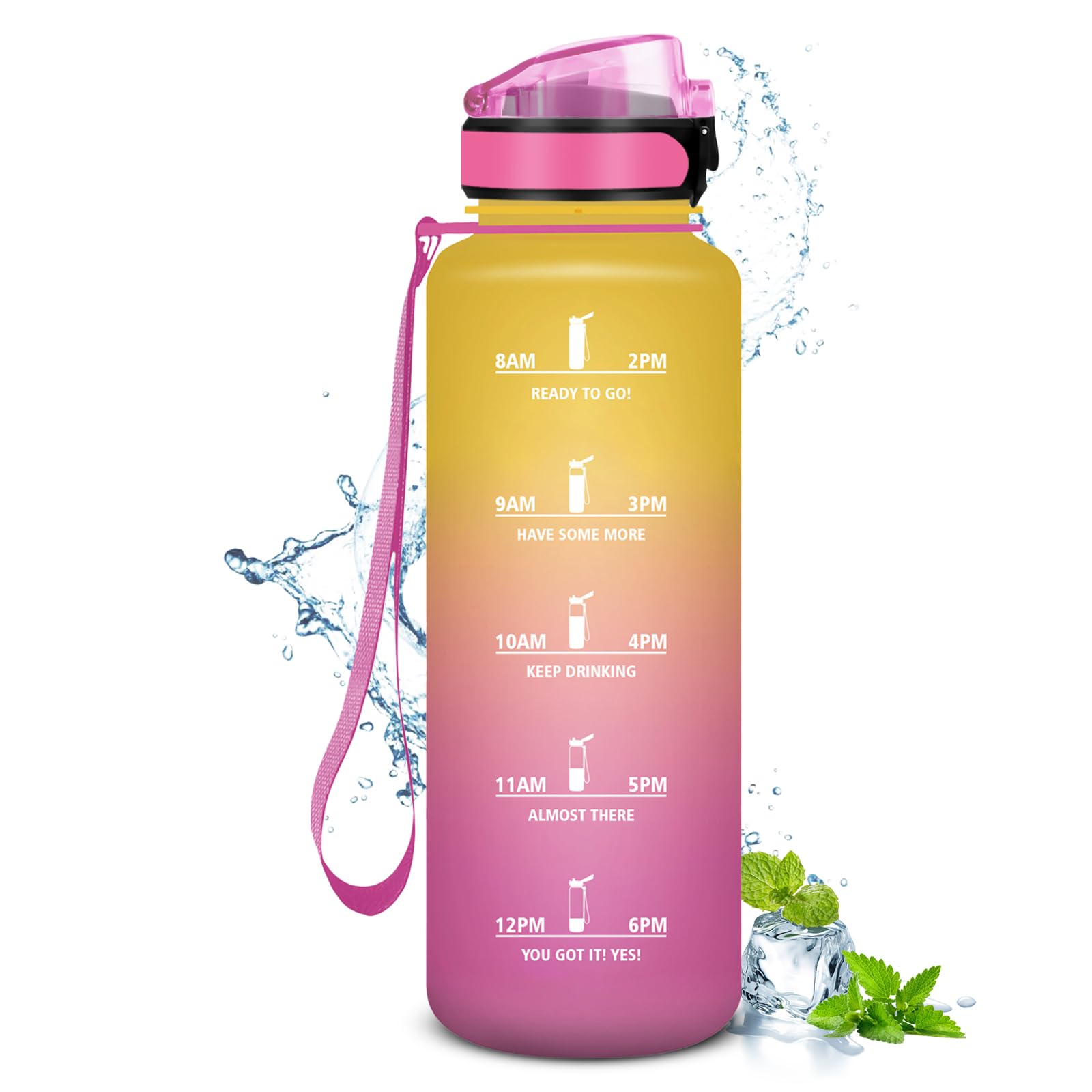JAPORIA Trinkflasche 1.5 Liter, Große Trinkflasche Sport mit Strohhalm, Wasserflasche Große Auslaufsicher, Wasserflasche Kohlensäure Geeignet, Sportflasche für Erwachsener, Uni, Picnic, Fitness, Yoga
