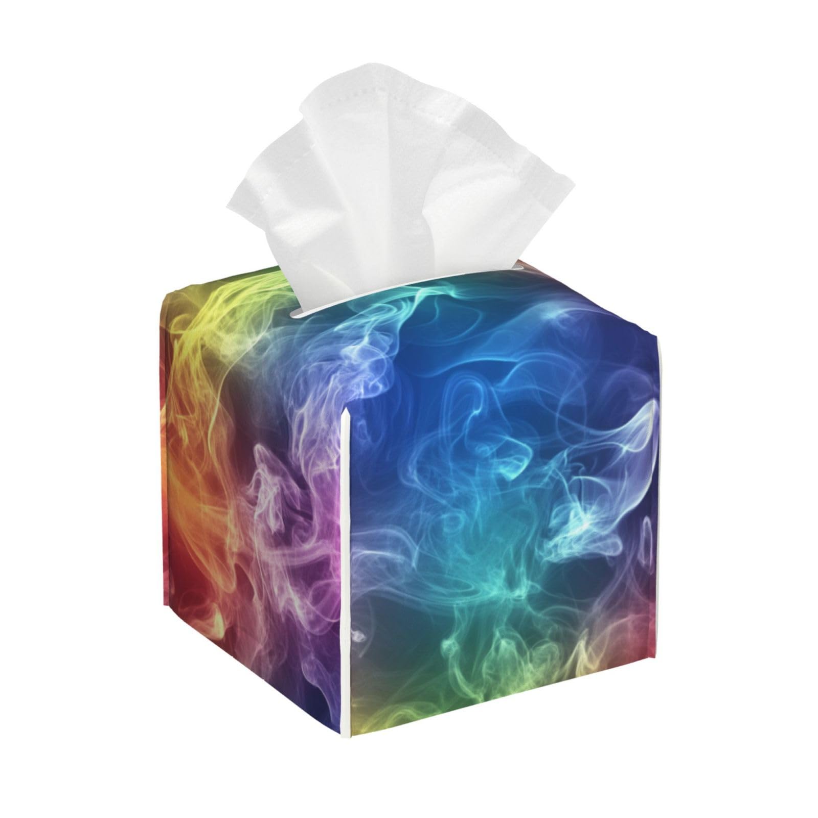 RainbowTissue Box Cover Square Pu Leather Waterproof Tissue Box Holder for Car Bathroom Bedroom Office Tabletop Decor