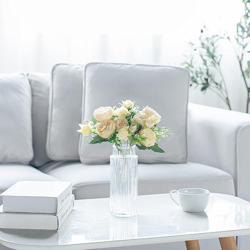 Miniatura 2 de Mkono Flores artificiales de peonías, pequeñas flores de seda para decoración del hogar, ramo de interior, arreglos florales sintéticos, centros de