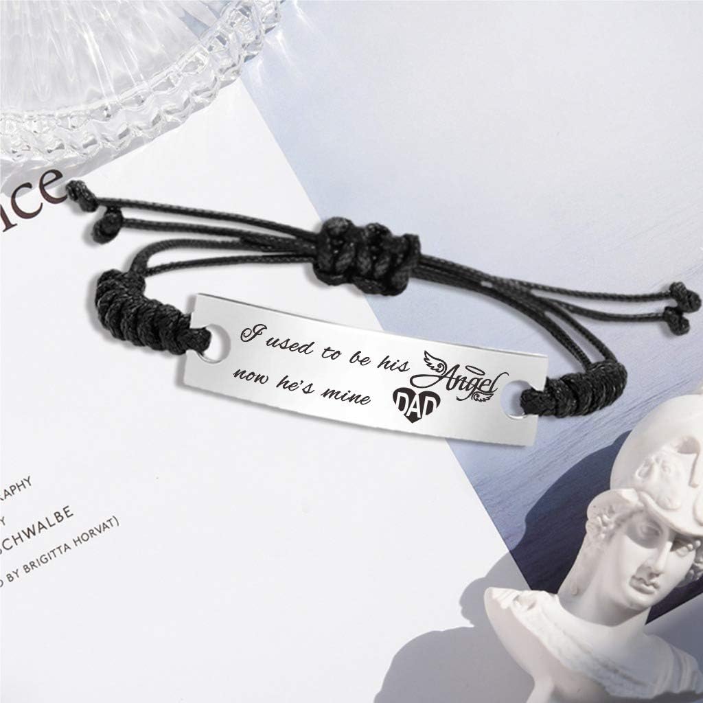 SOUSYOKYO Sympathy Gifts for Loss of Dad - I Used To Be His Angel Now He'S Mine Dad Bracelet - In Memory of Loved One Father Jewelry - Image 3