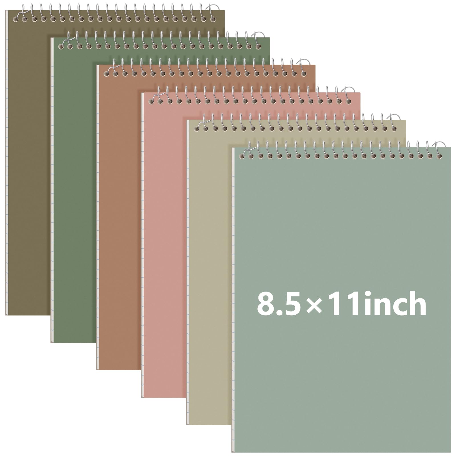 Resurhang Lot de 6 cahiers Steno de bureau à reliure supérieure de 21,6 x 27,9 cm, larges lignes, double face, papier blanc fiable, 70 feuilles/bloc de couleurs pastel pour écrire des notes scolaires